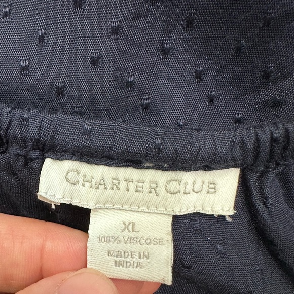 💙Charter Club Women's Blue Sequin Tie-Neck Blouse -💙 - Picture 6 of 10